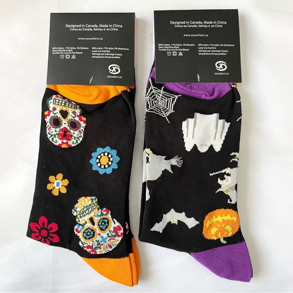 2 pair of Halloween & Day of the Dead holiday socks - Picture 2 of 2